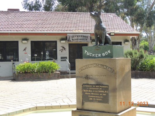 Dog on a Tuckerbox